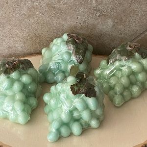Vintage Paul Hoge Green Grape Candles with Leaves and Vine New in Original Pkg